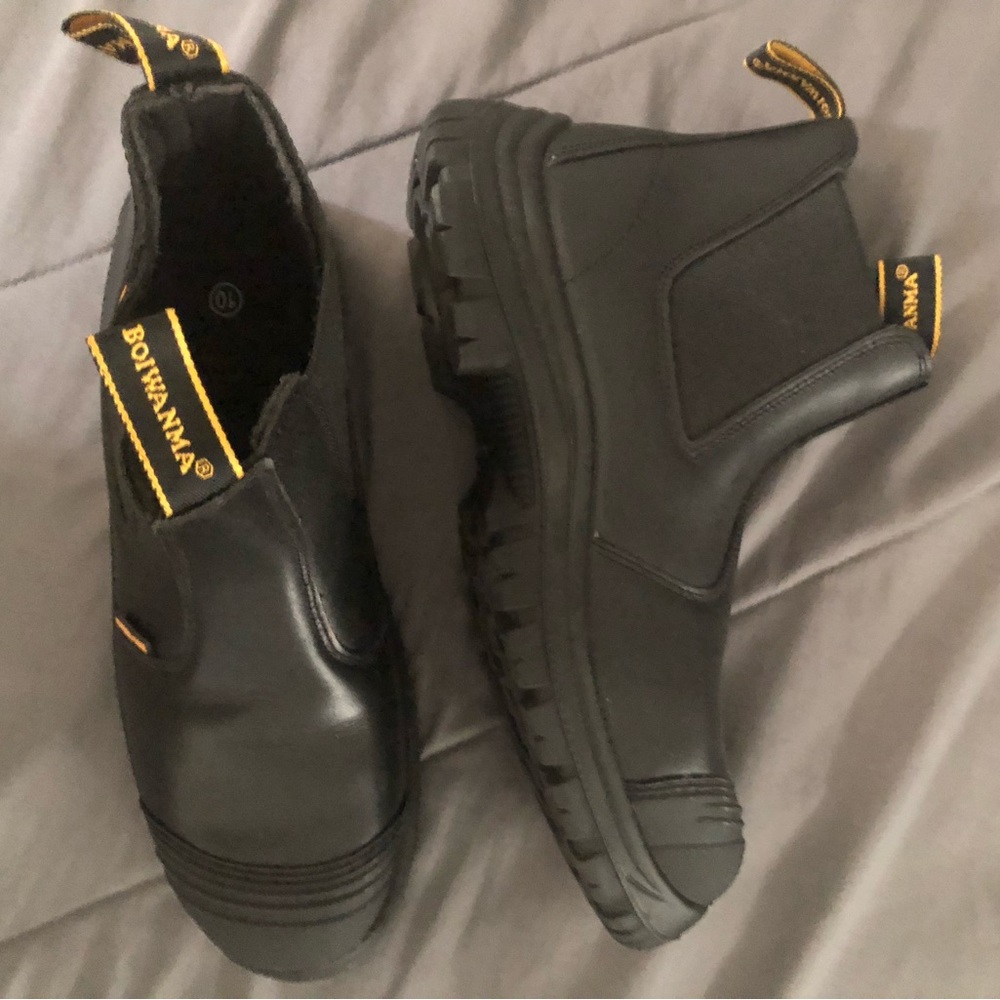 Boiwanma Steel Toe Men’s boots, black, Size 10